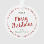 パーソナライズされたモダン聖降誕祭点々のある縁ど オーナメント (正面)