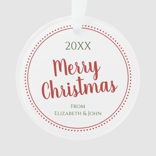 パーソナライズされたモダン聖降誕祭点々のある縁ど オーナメント (正面)