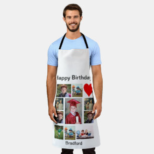 パーソナライズされたモダン誕生日11フォトコラージュ エプロン