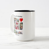 パーソナライズされたモダン誕生日11フォトコラージュ ツートーンマグカップ (正面左)