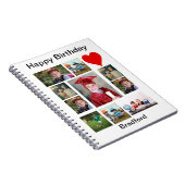 パーソナライズされたモダン誕生日11フォトコラージュ ノートブック (右側)