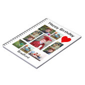 パーソナライズされたモダン誕生日11フォトコラージュ ノートブック (左側)