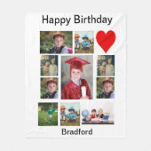 パーソナライズされたモダン誕生日11フォトコラージュ フリースブランケット (正面)