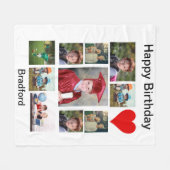 パーソナライズされたモダン誕生日11フォトコラージュ フリースブランケット (正面(横))