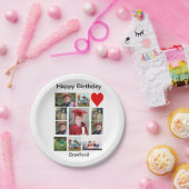 パーソナライズされたモダン誕生日11フォトコラージュ ペーパープレート (パーティー)