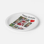 パーソナライズされたモダン誕生日11フォトコラージュ ペーパープレート (アングル)