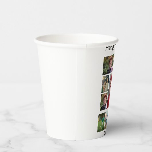 パーソナライズされたモダン誕生日11フォトコラージュ 紙コップ (右)