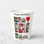 パーソナライズされたモダン誕生日11フォトコラージュ 紙コップ (正面)