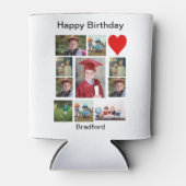 パーソナライズされたモダン誕生日11フォトコラージュ 缶クーラー (正面)