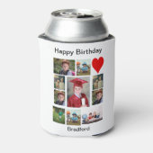 パーソナライズされたモダン誕生日11フォトコラージュ 缶クーラー (缶裏面)