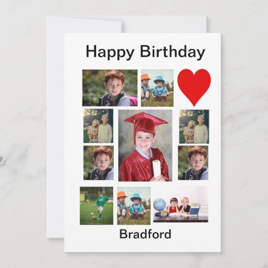 パーソナライズされたモダン誕生日11フォトコラージュT-S 招待状 (正面)