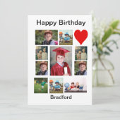 パーソナライズされたモダン誕生日11フォトコラージュT-S 招待状 (スタンド正面)