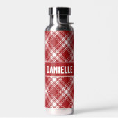 パーソナライズされたモダン赤ストライプの ウォーターボトル (左面)