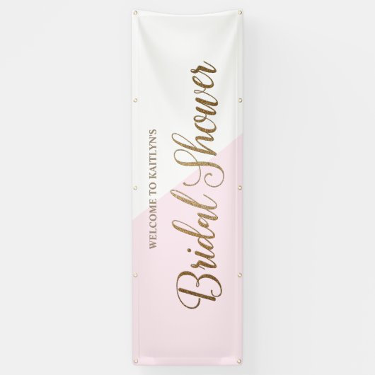 パーソナライズされたモダン赤面金ゴールドブライダルシャワー 横断幕 (縦)