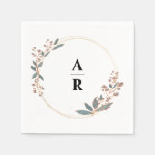 パーソナライズされたモダン野結婚イニシャル スタンダードカクテルナプキン (正面)