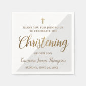 パーソナライズされたモダン金ゴールドグレイ《キリスト教》洗礼式や命名式 スタンダードカクテルナプキン (正面)