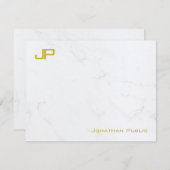 パーソナライズされたモダン金ゴールド大理石シンプルテンプレート ノートカード (正面/裏面)