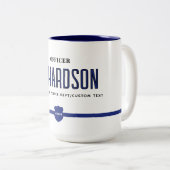 パーソナライズされたモダン青い線の警察官 ツートーンマグカップ (正面右)