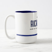 パーソナライズされたモダン青い線の警察官 ツートーンマグカップ (左)