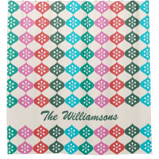 パーソナライズされたモダン鮮やかクリスマス シャワーカーテン (正面)