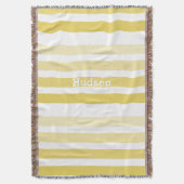 パーソナライズされたモダン黄ストライプの模様 スローブランケット (正面縦)