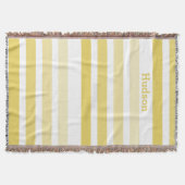 パーソナライズされたモダン黄ストライプの模様 スローブランケット (正面)
