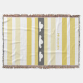 パーソナライズされたモダン黄ストライプの雲 スローブランケット (正面)