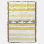 パーソナライズされたモダン黄ストライプの雲 スローブランケット (正面縦)