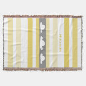 パーソナライズされたモダン黄ストライプの雲 スローブランケット (正面)
