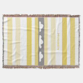 パーソナライズされたモダン黄ストライプの雲 スローブランケット