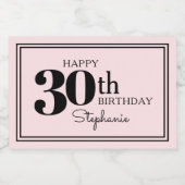 パーソナライズされたモダン30歳のシックな誕生日 スパークリングワインラベル (シングルラベル)