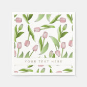 パーソナライズされたモダン ピンク チューリップ ペーパー スタンダードカクテルナプキン (正面)