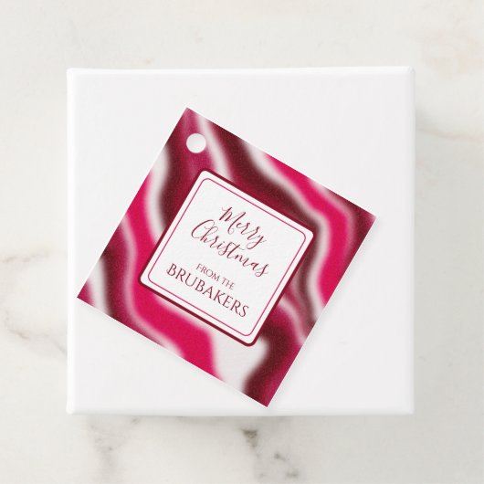 パーソナライズされたモダンCandy Cane Red Christmas Name フェイバータグ (インサイチュ)