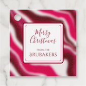 パーソナライズされたモダンCandy Cane Red Christmas Name フェイバータグ (正面)