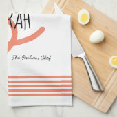 パーソナライズされたモダンCoralエレガント Monogram Chef キッチンタオル (四つ折り)