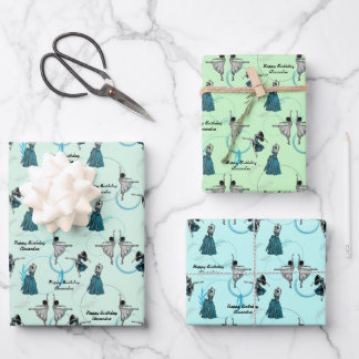 パーソナライズされたモダンDancers Gift Wrap Set ラッピングペーパーシート