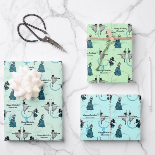 パーソナライズされたモダンDancers Gift Wrap Set ラッピングペーパーシート (正面)
