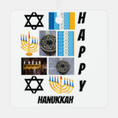 パーソナライズされたモダンHanukkah 9 Photo Collage メタルオーナメント (正面)