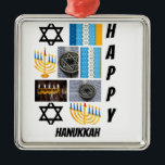 パーソナライズされたモダンHanukkah 9 Photo Collage メタルオーナメント<br><div class="desc">パーソナライズされたモダンHanukkah 9 Photo Collage.自分のユニーク写真と文字を使って製品を作る。</div>