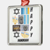 パーソナライズされたモダンHanukkah 9 Photo Collage メタルオーナメント (左)