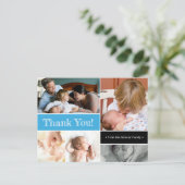 パーソナライズされたモダンPhoto Collage Blue 案内ポストカード (スタンド正面)