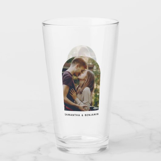 パーソナライズされたモダンPhoto Keepsake Beer タンブラーグラス (正面)