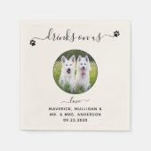 パーソナライズされたモダンPhoto Petのドリンク結婚 スタンダードカクテルナプキン (正面)