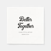 パーソナライズされたモダンScript Black & White 結婚's スタンダードカクテルナプキン (正面)