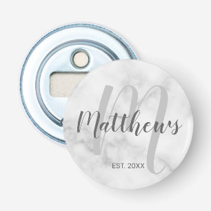 パーソナライズされたモダンScript Monogramとファミリ名 栓抜き