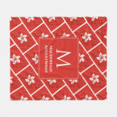 パーソナライズされたモノグスタイリッシュラム香港国旗の地図 フリースブランケット (正面(横))