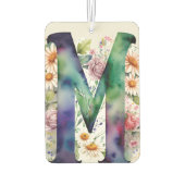 パーソナライズされたモノグラカラフルム水色の花 カーエアーフレッシュナー (裏面)