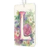 パーソナライズされたモノグラカラフルム水色の花 カーエアーフレッシュナー (左)