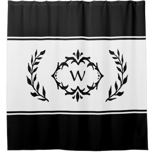 パーソナライズされたモノグラムのイニシャル シャワーカーテン (正面)