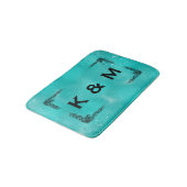 パーソナライズされたモノグラムのカスタムティール(緑がかった色)グリーンスワール バスマット (アングル)